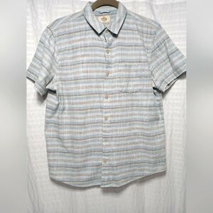 MARINE LAYER Men's  Stretch Selvage Short Sleeve Button Down Shirt. Size S